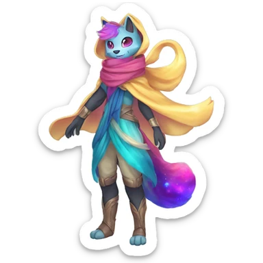 Shiny Colorful Anthro Sona Fakemon Nebula with a scarf Full Body sticker