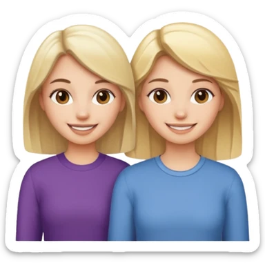 a brunette girl and a blonde girl smiling friends sticker