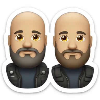 bald fat man with biker beard and with tattoos sticker