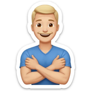 Arms crossed holding neck laughing guy sticker