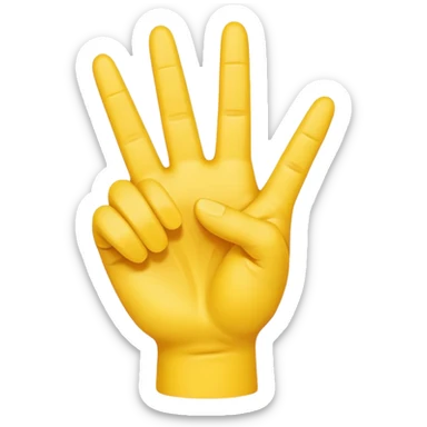 Right yellow hand
Peace sign but with thumb extended out  sticker