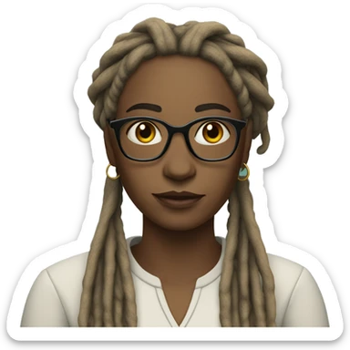 Teacher with dreads on her head and with tarot card in right hand sticker