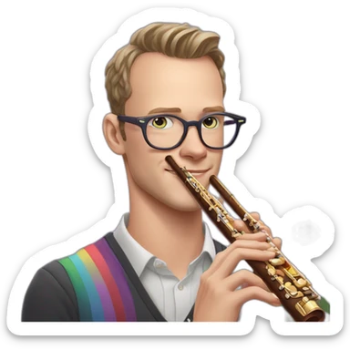 Jonathan Toews wearing glasses as a rainbow musical flute instrument in a symphony with pastel roses sticker