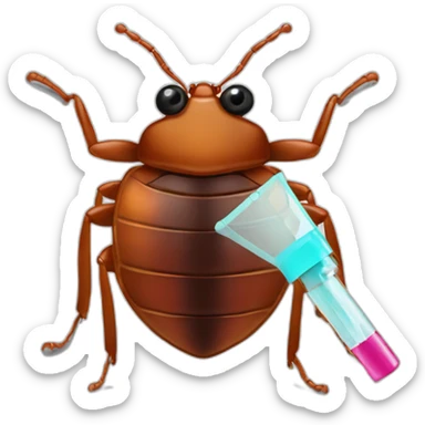 bed bug being sprayed with perfume sticker