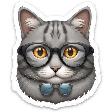 Grey Cat wearing black cooling glass 😎😺 sticker