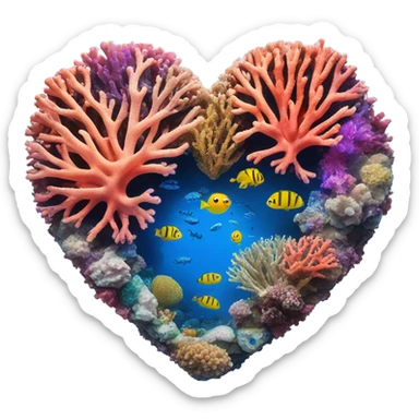 Colorful ocean Coral reef in the shape of a heart sticker