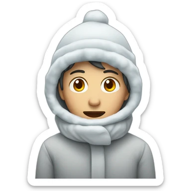 person who is cold with snow  sticker