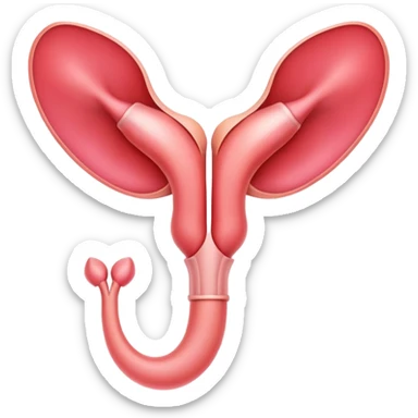 A symbolic female reproductive system with ovaries and uterus, abstract medical illustration sticker