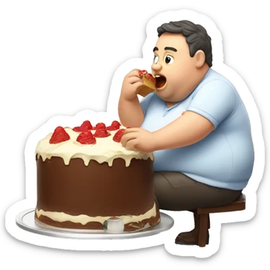 fat man eating cake  sticker