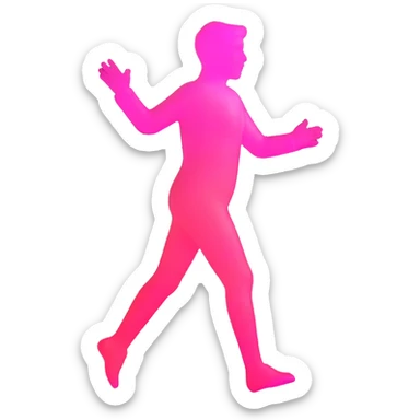 human silhouette, transparent glass with bright pink gradient from #FF335F to #FF99AA, shadows and highlights, minimalistic sticker
