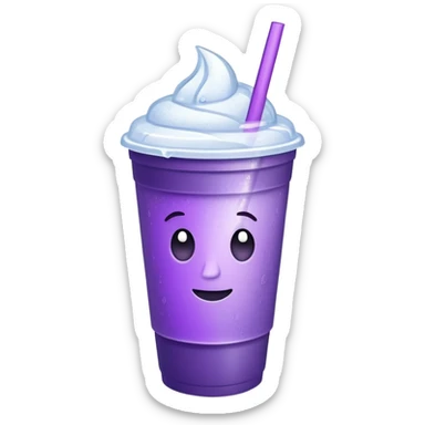 Make a styrofoam cup but 2 in one cup with a purple drink and ice in it sticker