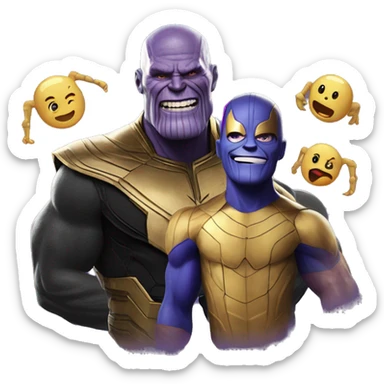 thanos happy whit spider man popping toghether sticker