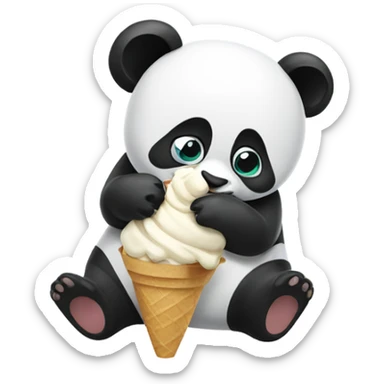 Panda eating ice cream sticker