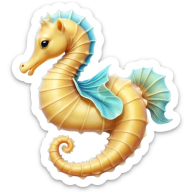 Meme-Worthy Cute Sleeping Sea Horse Portrait Emoji, Head resting peacefully with a contented smile, showcasing a slender, elegantly curved body with a softly coiled tail and eyes gently closed in serene slumber, Simplified yet adorably endearing features, highly detailed, glowing with a soft, drowsy aquatic light, high shine, relaxed and utterly lovable, stylized with an air of playful laziness, soft glowing outline, capturing the essence of a sleeping sea horse that feels destined to become the next viral icon of adorable rest! sticker