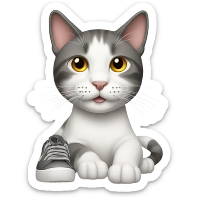 cat with nike shoes sticker