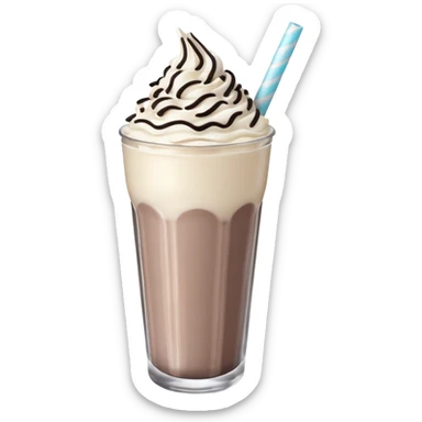 Oreo milkshake emoji, soft shading, rounded shape, pastel style sticker