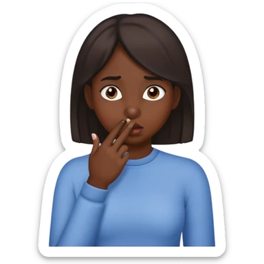 Dark skin girl pinching nose sticker