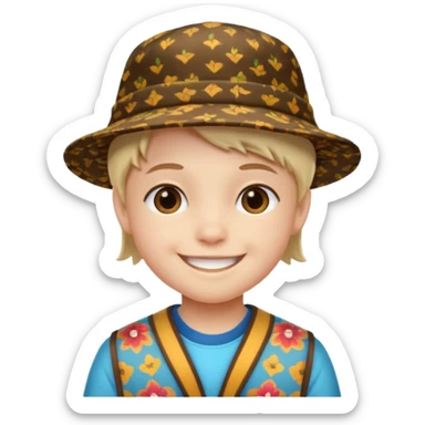 print hat with kid sticker