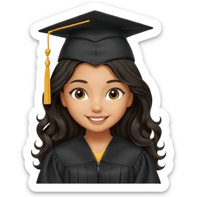 a pretty tan bratz girl with black wavy long hair graduating sticker