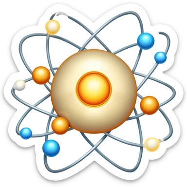 Atom with nucleus in center and orbiting electrons in shell layers showing valence electrons sticker