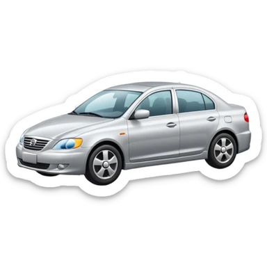 Create a realistic modern sedan on a road with reflections & shadows. sticker