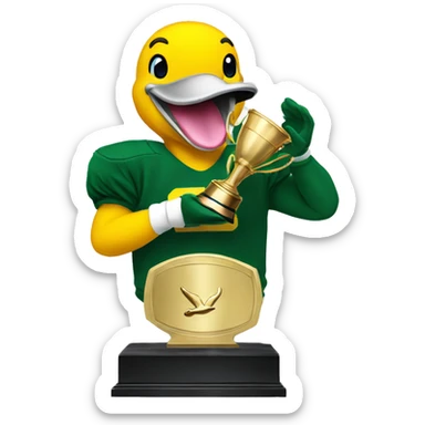 Oregon duck smooching a trophy sticker