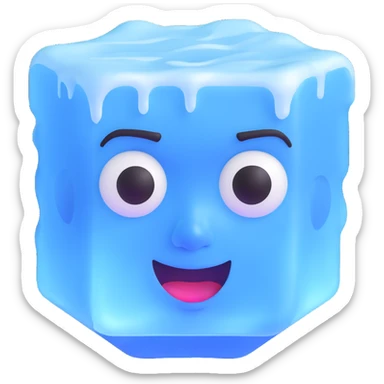 ice cube with frozen face sticker