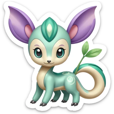 Colorful Smooth Soft Silky Cute Adorable Kawaii Glossy Oriental Stylish Exotic Meloetta-Palkia-Virizion-Stitch-Fakémon-creature-hybrid sticker