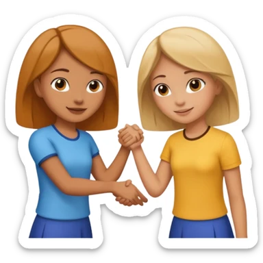 tho girls handshake. they look at each other sticker