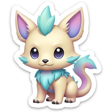Adorable colorful chibi pastel edgy fantasy animal hybrid Fakemon full body sticker