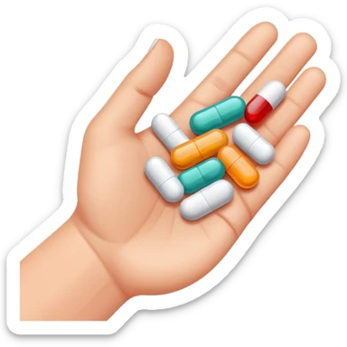 medicine pills in hand about to be swallowed sticker