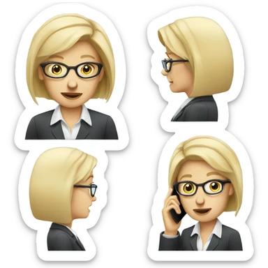 Blonde pale businesswoman wearing glasses talking on her cell phone sticker