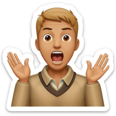 Man whit his hand around his neck screaming  sticker