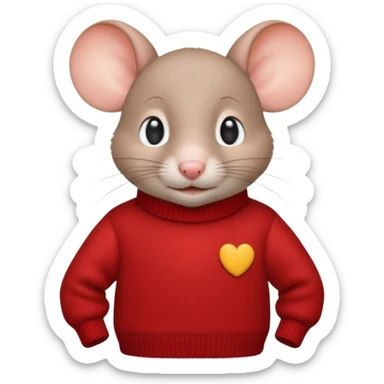 Stuart Little as a cute mouse in a red sweater sticker