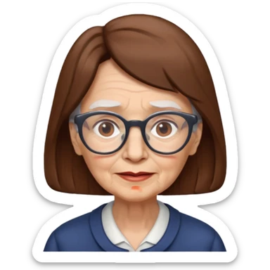 Dead old woman brown hair add glasses pale skin sticker