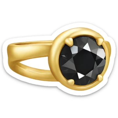 gold ring with black diamond sticker