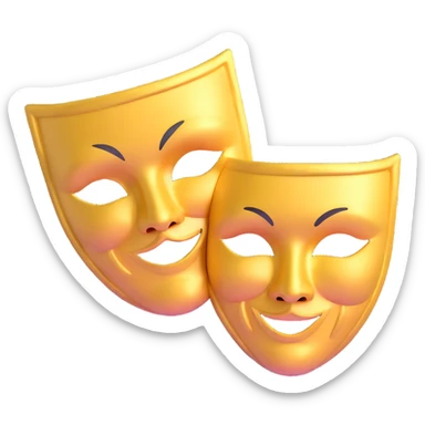 traditional Greek theatre masks, classical comedy and tragedy masks, theatrical drama masks sticker