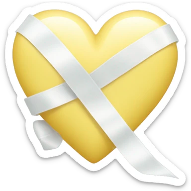 Pastel Yellow heart with a white ribbon sticker