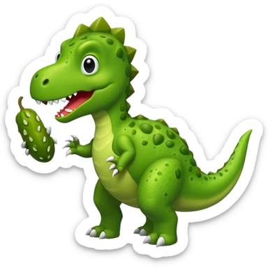 Dinosaur holding a pickle sticker