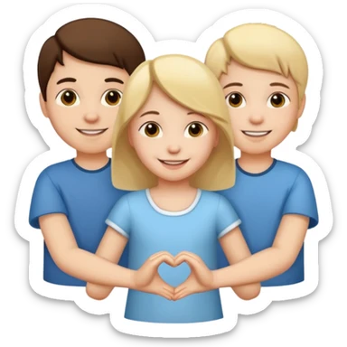 child holding hands with other figures sticker