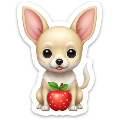 Apple head white Chihuahua with black dots. Big ears and big eyes. Full body sticker