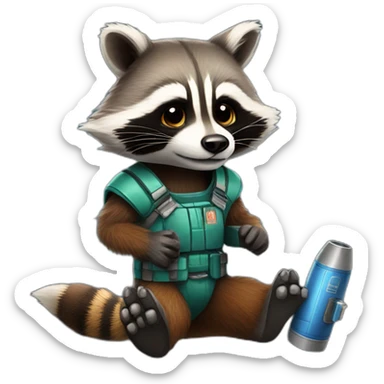 rocket-racoon-with-iphone sticker