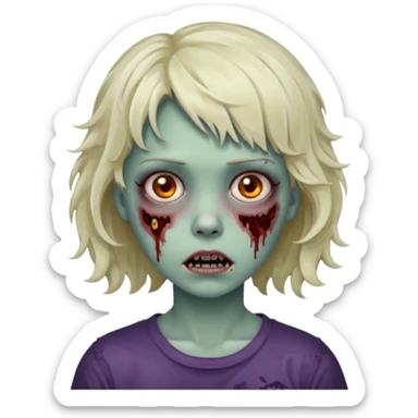 Uma menina zombie com um cabelo ondulado curto, com a franja pro lado sticker