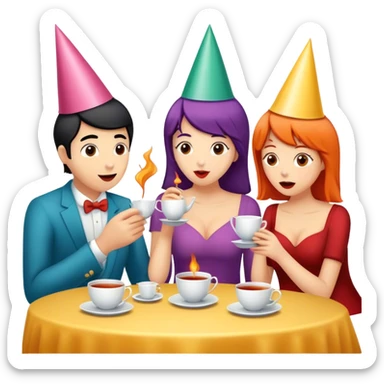 friends drinking tea and gossiping sticker
