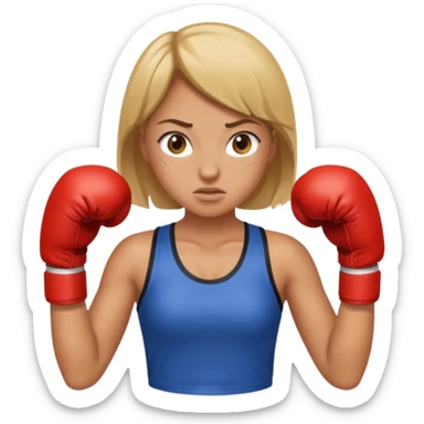 girl boxing with shirt on  sticker