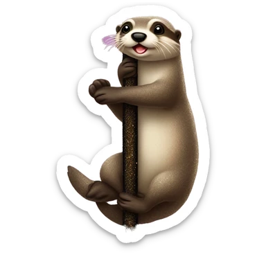 loutre qui fait du pole dance avec des paillettes sticker