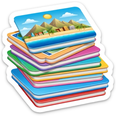 A stack of postcards sticker