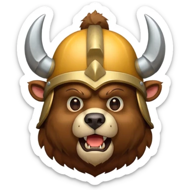 Bear wearing horned helmet growling sticker