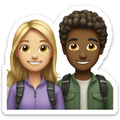 girl and boy outdoors smile sticker