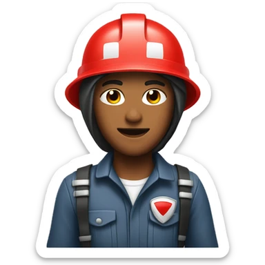 a rescuer in a red helmet sticker